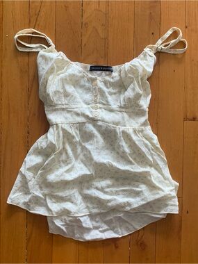 Brandy Melville Cream Floral Tie-Shoulder Top